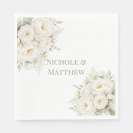 All White Floral Wedding Serviette