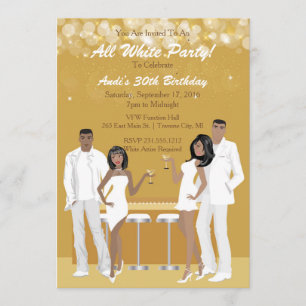 All White Party Einladung - Afroamerikaner