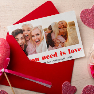 ALL YOU NEED IS LOVE 2 Photo Valentine's Day RED Mitteilungskarte