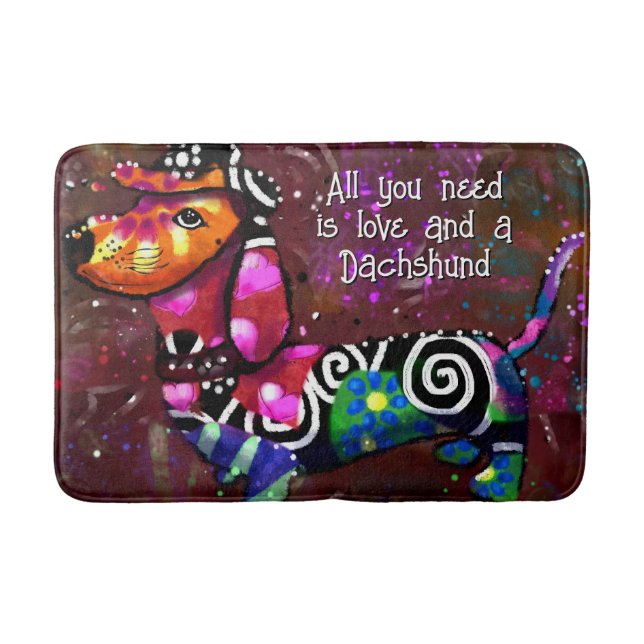 All You Need Is Love and a Dachshund Dog Whimsical Badematte (Vorderseite)