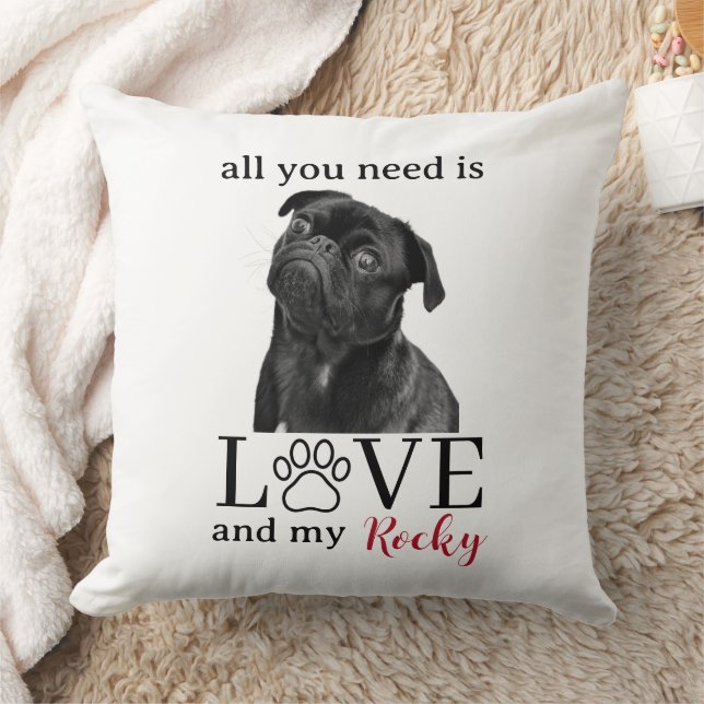 All You Need Is Love and My Dog – Custom Pet Name  Kissen (Decke)