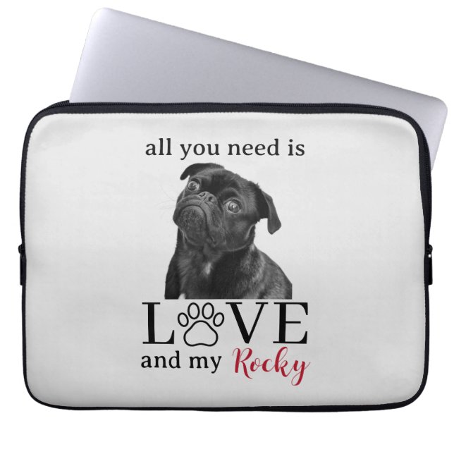 All You Need Is Love and My Dog – Custom Pet Name  Laptopschutzhülle (Vorderseite)