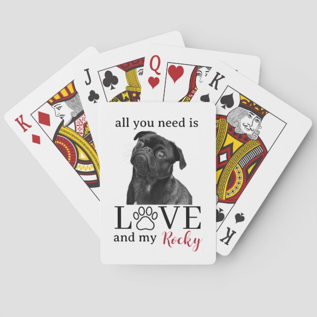 All You Need Is Love and My Dog – Custom Pet Name  Spielkarten (Rückseite)