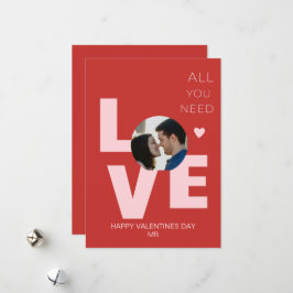  All You Need Is Love Red Pink Romance Valentines  Feiertagskarte