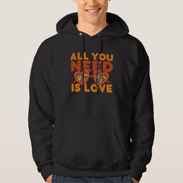 All You Need Is Love Retro 60s 70s Peace Love Flow Hoodie (Vorderseite)