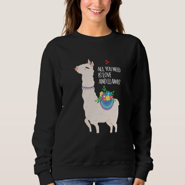 All You Need Is Love Valentine's Day Llama Sweatshirt (Vorderseite)