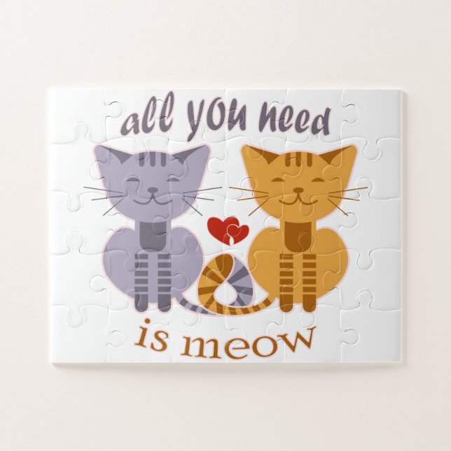 All you need is meow Valentine cats Puzzle (Horizontal)