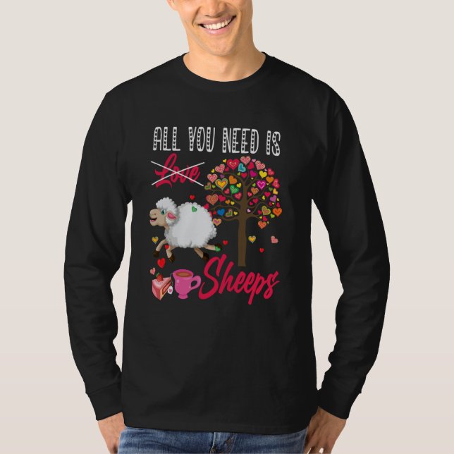 All You Need Is Sheeps Valentine's Day Hearts Farm T-Shirt (Vorderseite)