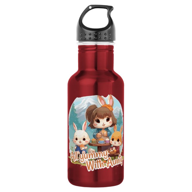 All yummy with Aunty Edelstahlflasche (Vorderseite)
