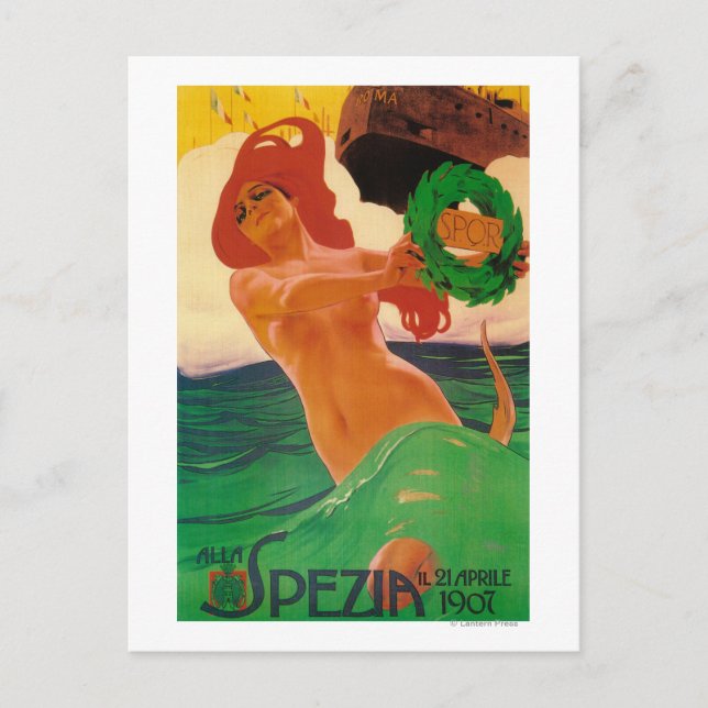 Alla Spezia Werbeplakat Postkarte (Vorderseite)