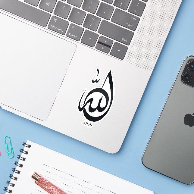 Allah Calligraphy Art | Sacred Arabic Calligraphy Aufkleber (Laptop mit iPhone)