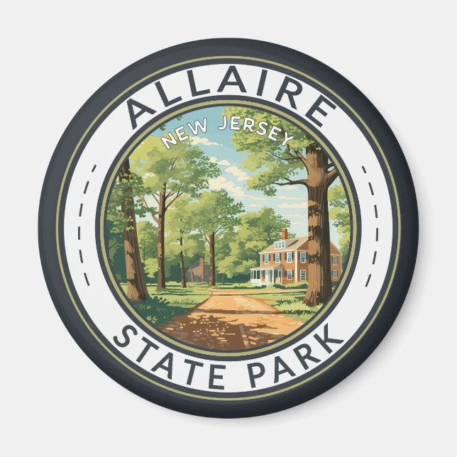 Allaire Staat Park New Jersey Reisen Art Abzeichen Magnet (Vorne)