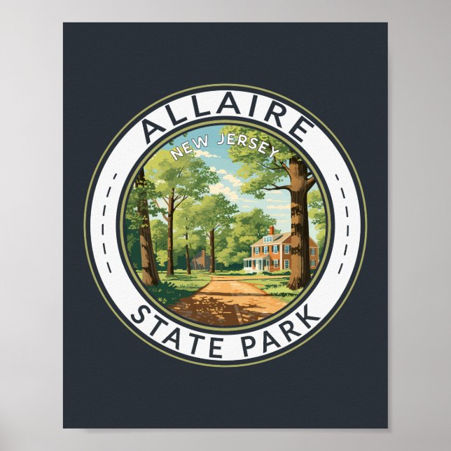 Allaire Staat Park New Jersey Reisen Art Abzeichen Poster (Vorne)