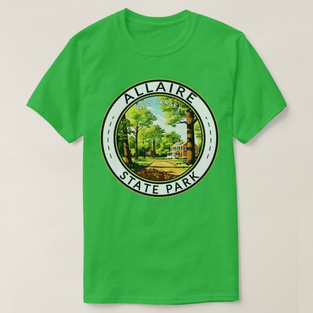 Allaire Staat Park New Jersey Reisen Art Abzeichen T-Shirt (Design vorne)