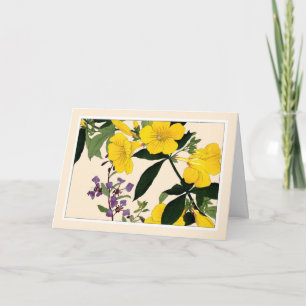 Allamanda & Clarkia Botanische Kunstkarte Dankeskarte