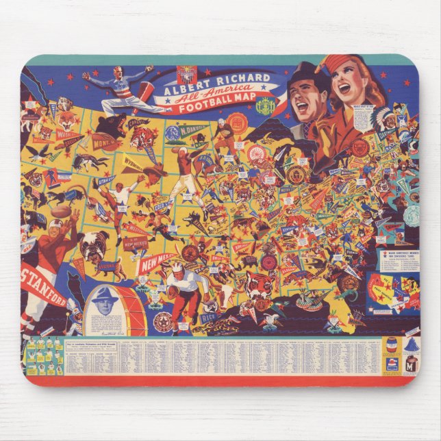 Allamerikanische Vintage Fußballkarte Mousepad (Vorne)