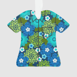Allana Garden Hawaiian Floral Aloha Shirt - Blau Ornament