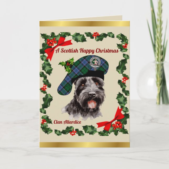 Allardice Scottie Dog Personalisiert Xmas Karte (Vorderseite)