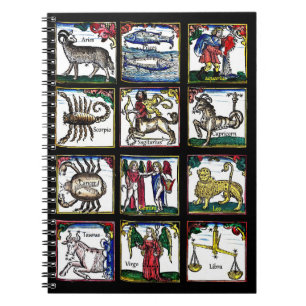alle 12 Zodiac-Zeichen Geburtstag-Astrologie-Symbo Notizblock