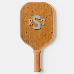 Alle 3 Anfangsbuchstaben Monogram Holzpaneelwand Pickleball Schläger