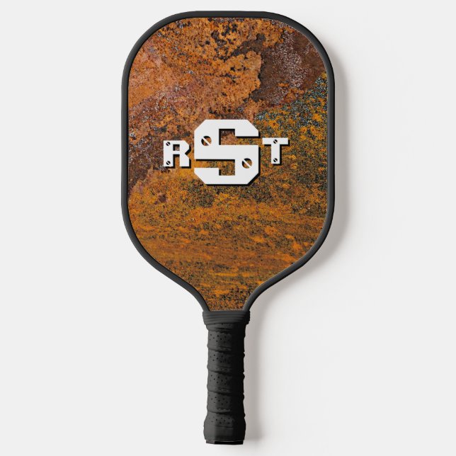 Alle 3 Anfangsbuchstaben Monogram, rostfreie Stahl Pickleball Schläger (Rückseite)