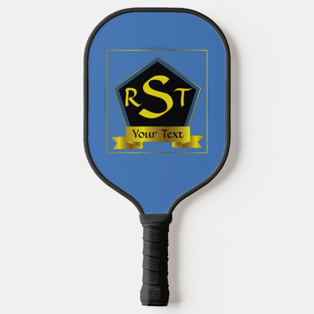 Alle 3 Anfangsbuchstaben Monogram Schild mit Ribbo Pickleball Schläger (Rückseite)