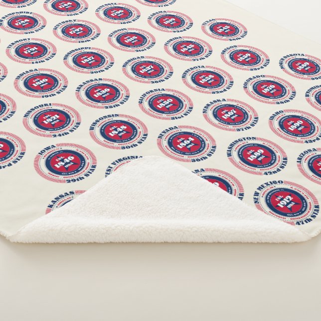 Alle 50 amerikanischen Staaten Patriotic Sherpadecke (3/4)