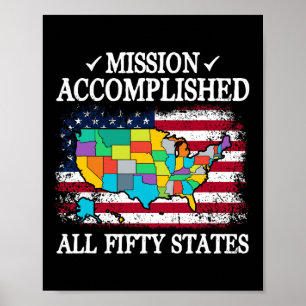 Alle 50 Staaten Mission Erfüllt Besuche Alle 50 US Poster