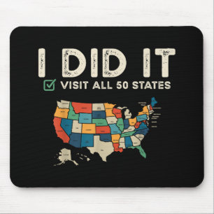 Alle 50 US-Bundesstaaten besucht - USA-Karten-Reis Mousepad
