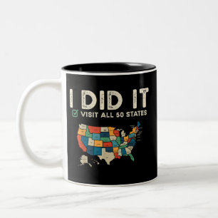 Alle 50 US-Bundesstaaten besucht - USA-Karten-Reis Zweifarbige Tasse