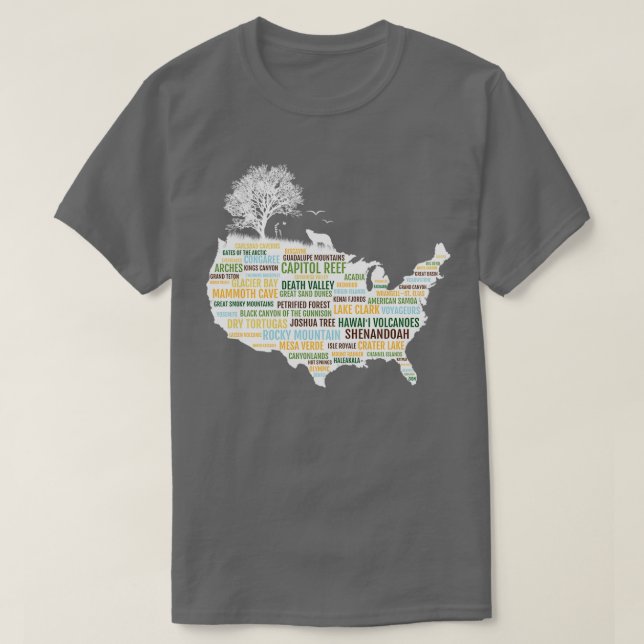 Alle 59 Parks in den USA T-Shirt (Design vorne)