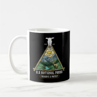 Alle 63 US National Parks Adventure Map Back Print Kaffeetasse