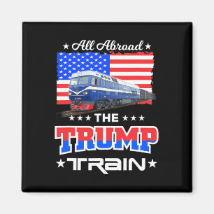 Alle Aboard Der Trump Zug Amerikanische Flagge Magnet