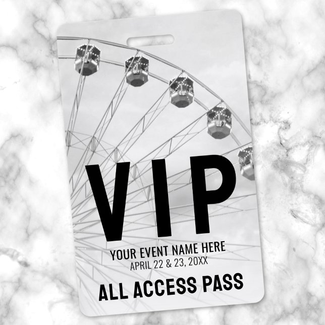 Alle Access Pass Schwarz-weiß VIP Ausweis (All Access Pass Black White VIP Badge)