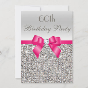 Alle Alters Geburtstagsparty Silver Sequins Hot Pi Einladung