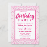 Alle Altersstufen Rosa Glitzer Border Girl Geburts Einladung<br><div class="desc">Alle Altersstufen Rosa Glitzer Border Girly Birthday Party Matching Sammlung in Niche und Nest Store.</div>