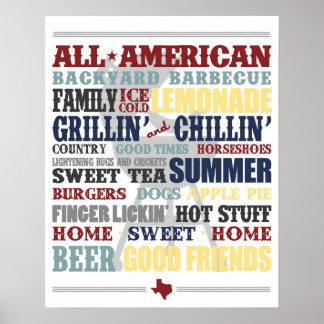 Alle American Backyard Barbecue Typografy Poster