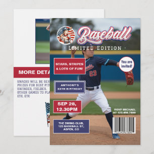 Alle American Boy Baseball Magazine Cover Geburtst Einladung