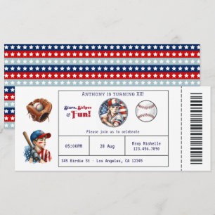 Alle American Boy Baseball Ticket Geburtstagsparty Einladung
