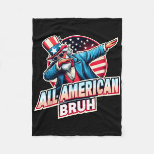 Alle American Bruh American USA Flag Funny 4. J Fleecedecke