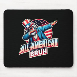 Alle American Bruh American USA Flag Funny 4. J Mousepad