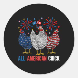 Alle American Chick Retro 4. Juli Patriotic USA Runder Aufkleber