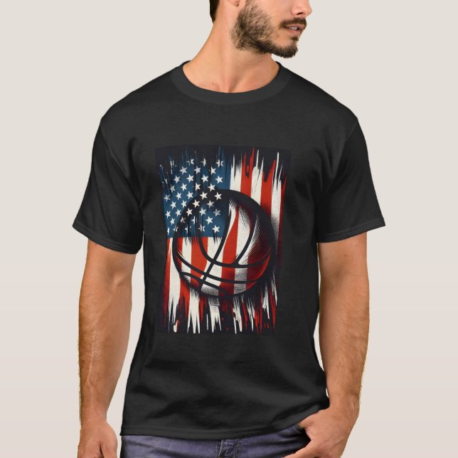 Alle American Day Familie 4. Juli und Basketball T-Shirt (Vorderseite)