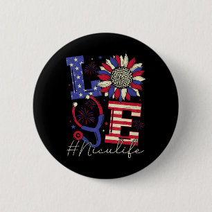 Alle American Nurse Scrub Memorial Day 4. Juli Button