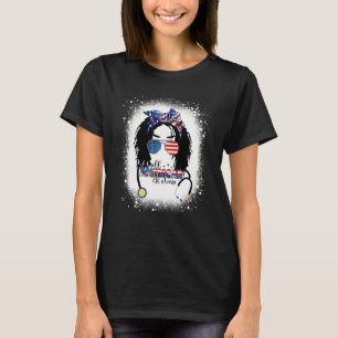 Alle Amerikaner Er nährt Messy Bun nach dem 4. Jul T-Shirt