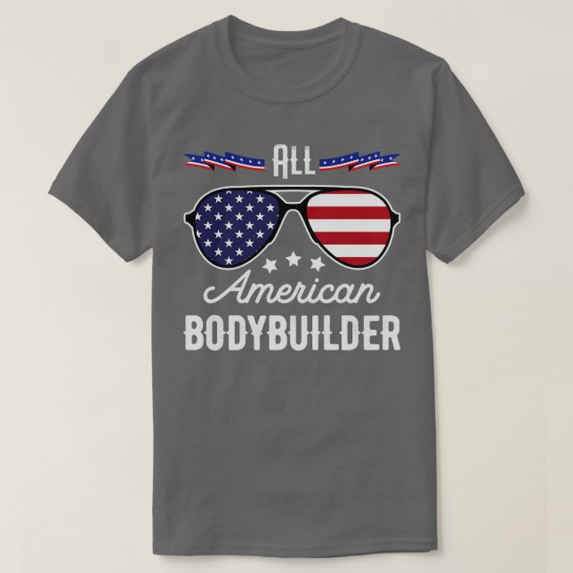 Alle amerikanischen Bodybuilder 4. Juli Sonnenbril T-Shirt (Design vorne)