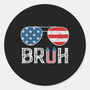 Alle amerikanischen Bruh 4. Juli Boys Patriotic Te Runder Aufkleber