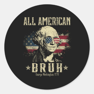 Alle amerikanischen Bruh 4. Juli Boys Patriotic Te Runder Aufkleber