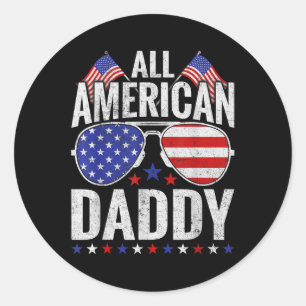 Alle amerikanischen Daddy Sungles Familie Patrioti Runder Aufkleber