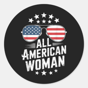 Alle amerikanischen Frauen am 4. Juli Frauen am 4. Runder Aufkleber